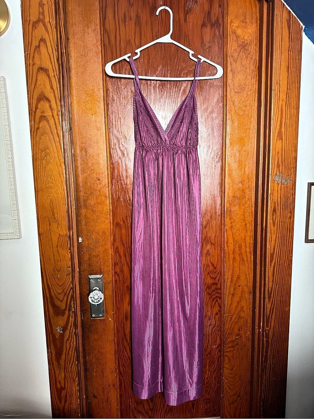Vintage 70’s Purple Lace-Trim Slip Maxi Dress
